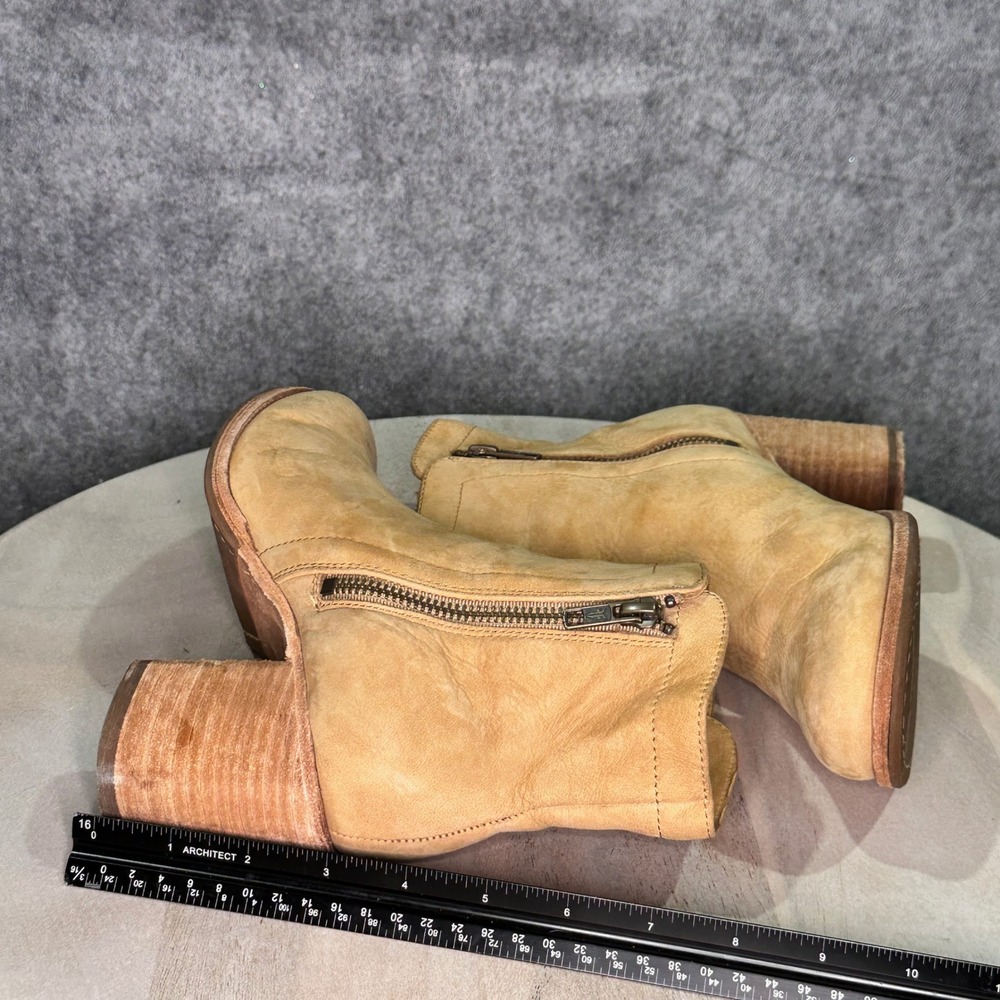 Frye Addie Double Zip Sand Tan Leather Ankle Boots Block Heel Women's Size 7.5 B - Picture 6 of 12